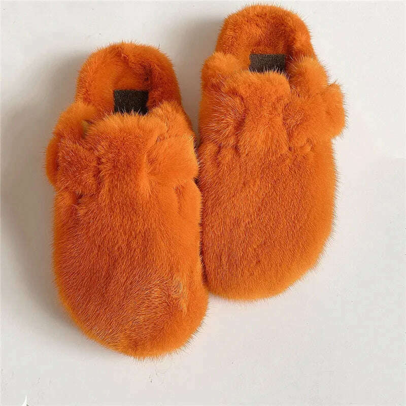 KIMLUD, 2022 The New Ladies Fur Slippers 100% Mink Fur Slippers Autumn And Winter Furry Flat Slippers Indoor Slippers Muller Slippers, 9 / 41, KIMLUD APPAREL - Womens Clothes