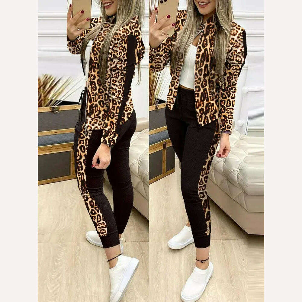 2022 Women Two Piece Set Outfits Autumn Women's Tracksuit Zipper Top And Pants Casual Sport Suit Winter 2 Piece Woman Set - KIMLUD