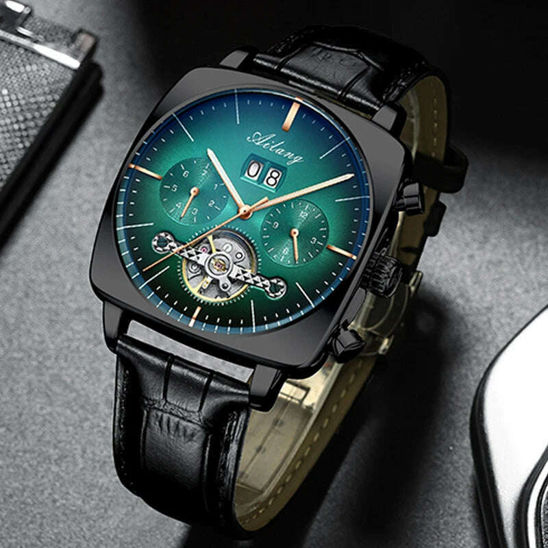 2022AILANG famous brand watch montre automatique luxe chronograph Square Large Dial Watch Hollow Waterproof mens fashion watches - KIMLUD