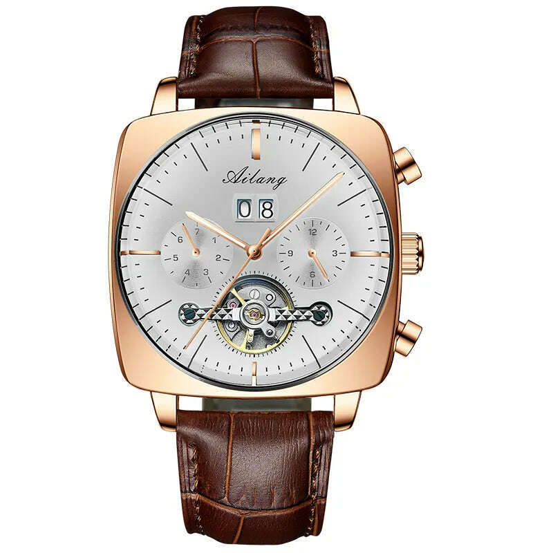 2022AILANG famous brand watch montre automatique luxe chronograph Square Large Dial Watch Hollow Waterproof mens fashion watches - KIMLUD