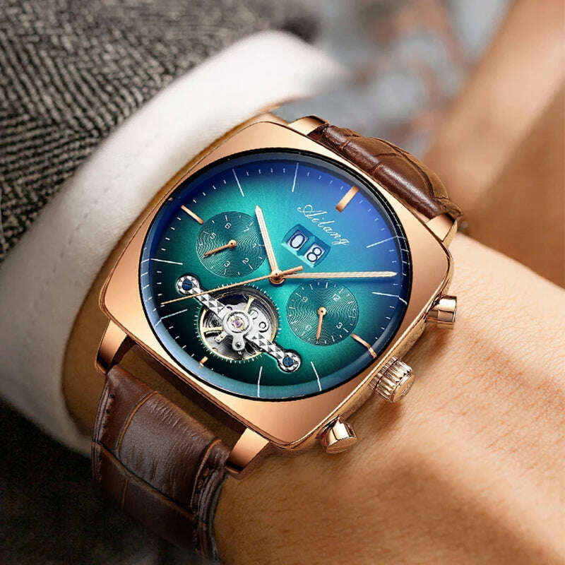 2022AILANG famous brand watch montre automatique luxe chronograph Square Large Dial Watch Hollow Waterproof mens fashion watches - KIMLUD