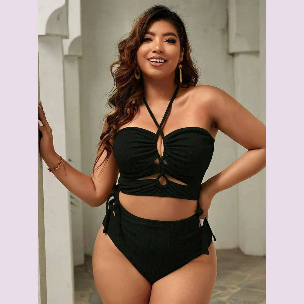 KIMLUD, 2023 Balck Bikini Swimsuit Women Plus Size Swimwear Female High Waist Bathers Bathing Swimming Swim Suit Beachwear, KIMLUD Womens Clothes