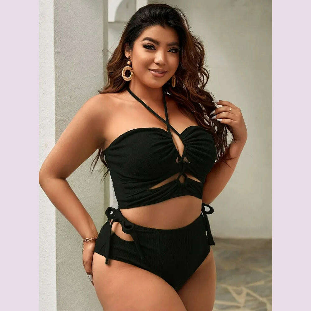 KIMLUD, 2023 Balck Bikini Swimsuit Women Plus Size Swimwear Female High Waist Bathers Bathing Swimming Swim Suit Beachwear, KIMLUD Womens Clothes