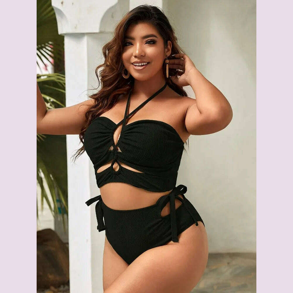 KIMLUD, 2023 Balck Bikini Swimsuit Women Plus Size Swimwear Female High Waist Bathers Bathing Swimming Swim Suit Beachwear, KIMLUD Womens Clothes