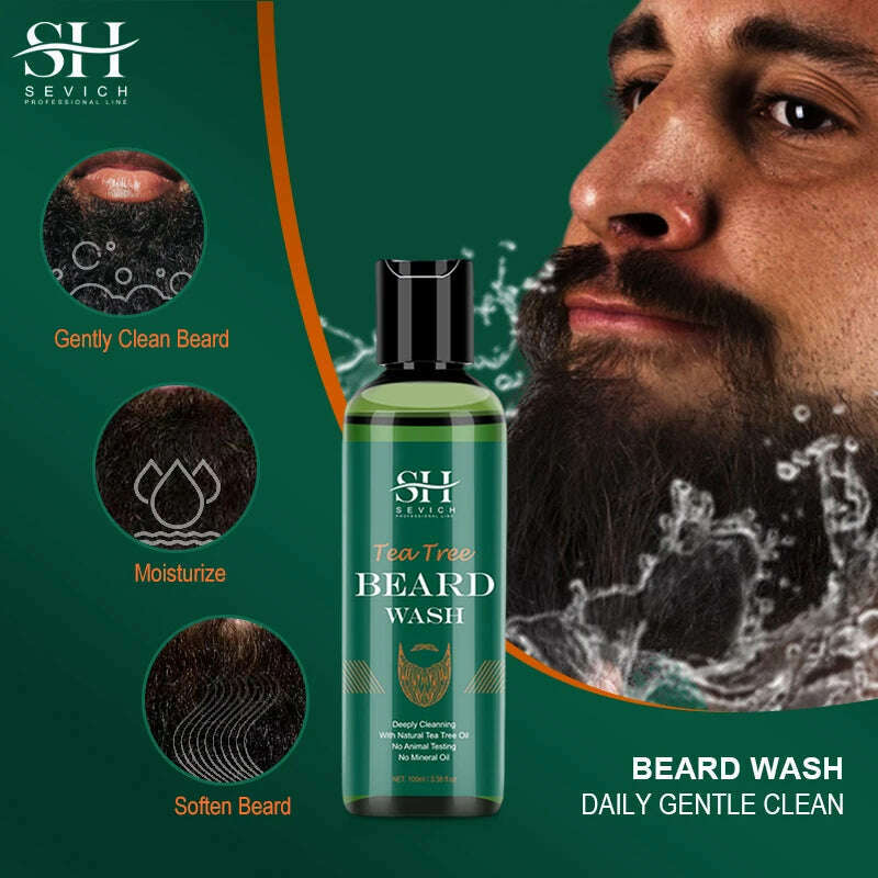 2023 Beard Growth Kit For Men Nourishing Moisturizing Moustache Growth Enhancer Oil Tea Tree Anti Hair Loss Shampoo Beard Care - KIMLUD