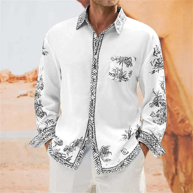 2023 Fashionable Shirts for Men Luxurious and Comfortable Bamboo Fiber Cotton Men's Shirts with Pocket Buttons Long Sleeve S-6XL - KIMLUD