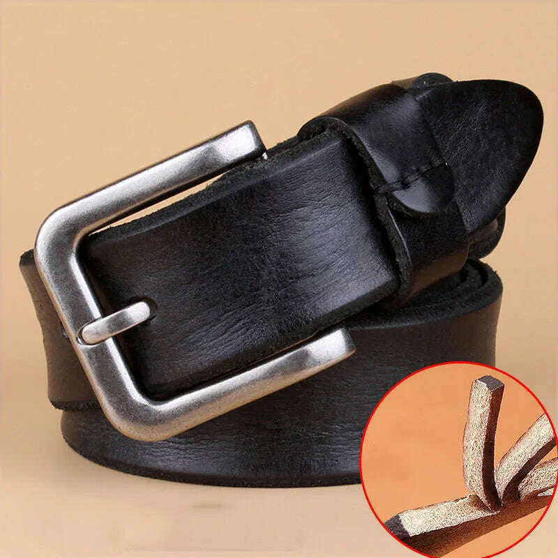 2023 High Quality Belt Men's Genuine Leather Top Layer Pure Leather Pin Buckle Jeans Fashion Belts for Men Luxury Designer Brand - KIMLUD