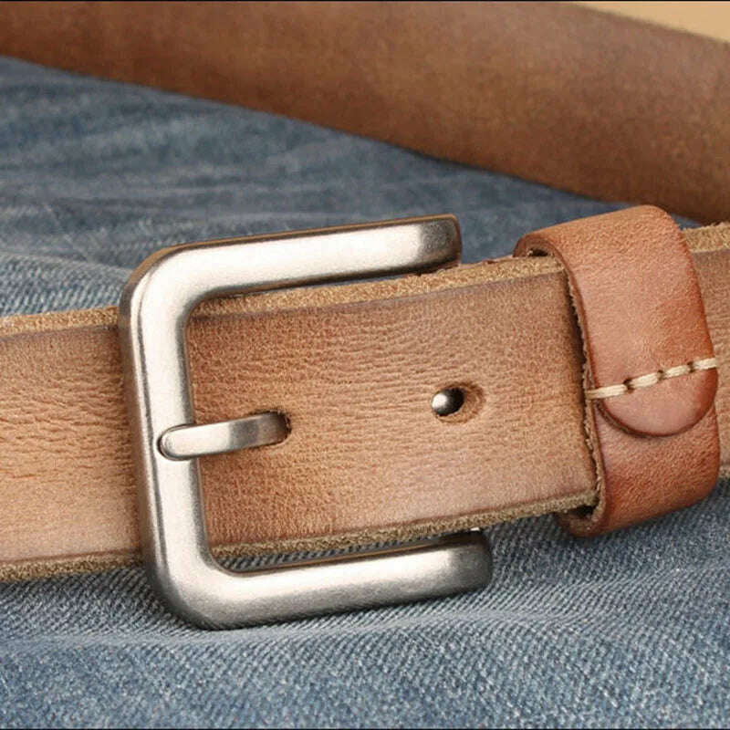 KIMLUD, 2023 High Quality Belt Men's Genuine Leather Top Layer Pure Leather Pin Buckle Jeans Fashion Belts for Men Luxury Designer Brand, KIMLUD Womens Clothes