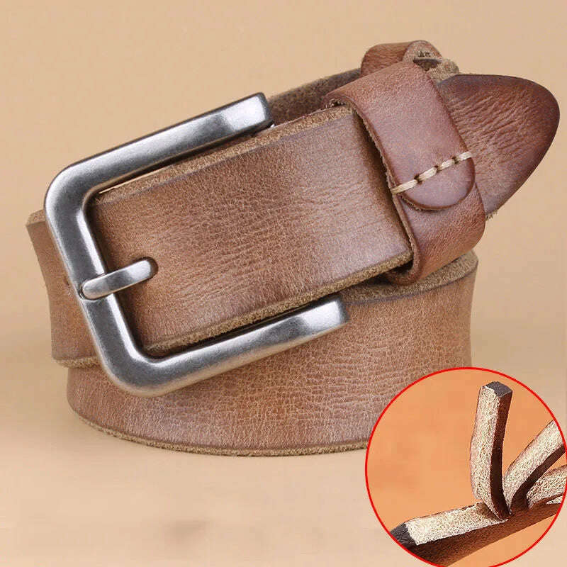 2023 High Quality Belt Men's Genuine Leather Top Layer Pure Leather Pin Buckle Jeans Fashion Belts for Men Luxury Designer Brand - KIMLUD