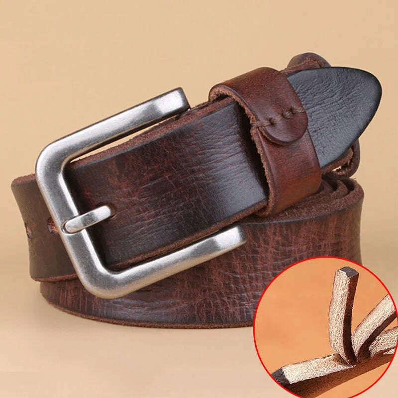 2023 High Quality Belt Men's Genuine Leather Top Layer Pure Leather Pin Buckle Jeans Fashion Belts for Men Luxury Designer Brand - KIMLUD