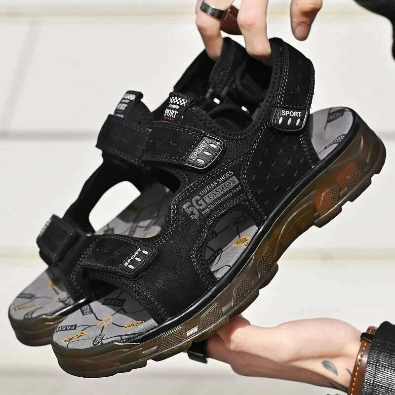 2023 Men Sandals Leather Men Summer Shoes Man Casual Comfortable Barefoot Sandals Men Pentoufle Homme Summer Sandals Men - KIMLUD