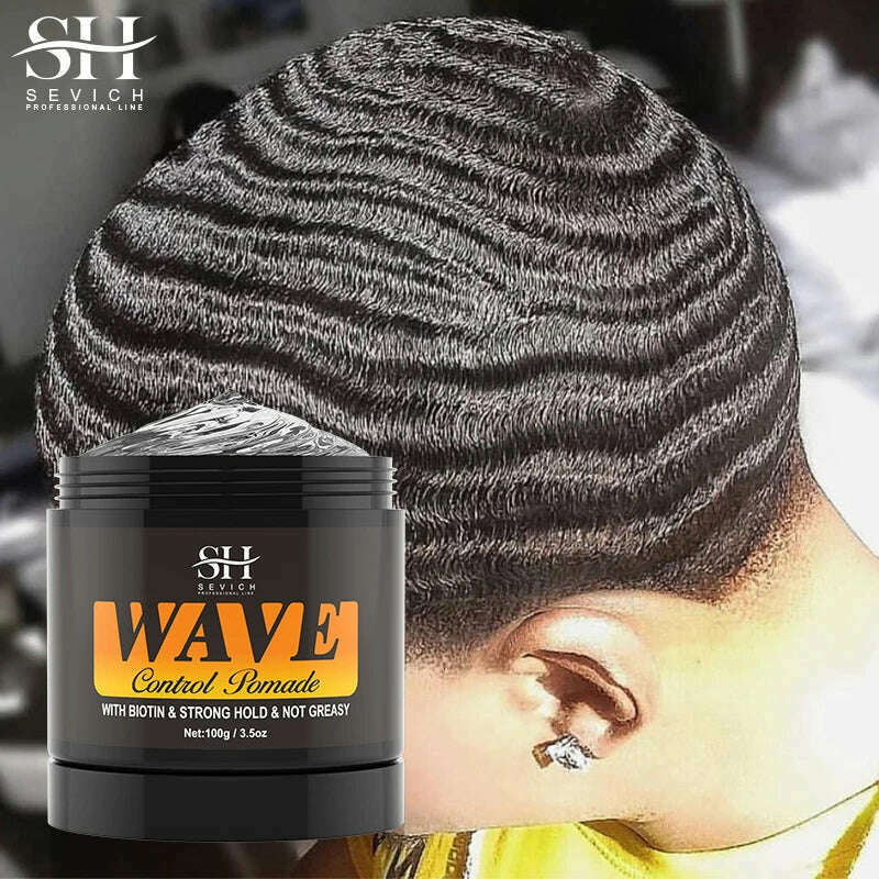 2023 Natural Wave Control Pomade for Black Men Strong Hold 360 Waves Layered Style Clay Wavy Grease Builder for Hair Silky Shine - KIMLUD