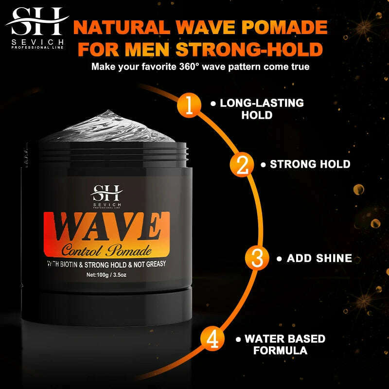 KIMLUD, 2023 Natural Wave Control Pomade for Black Men Strong Hold 360 Waves Layered Style Clay Wavy Grease Builder for Hair Silky Shine, KIMLUD Womens Clothes