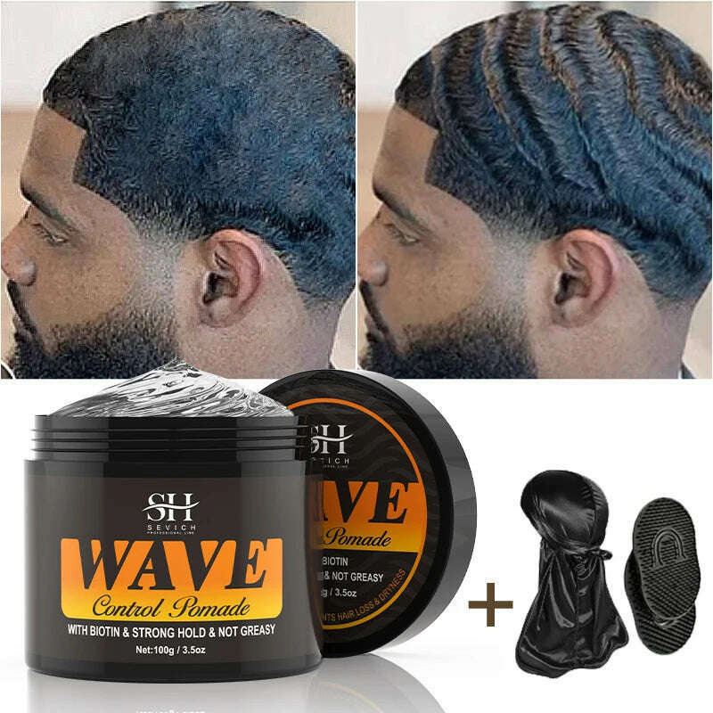 KIMLUD, 2023 Natural Wave Control Pomade for Black Men Strong Hold 360 Waves Layered Style Clay Wavy Grease Builder for Hair Silky Shine, Wave pomade 3pcs kit / CHINA, KIMLUD APPAREL - Womens Clothes