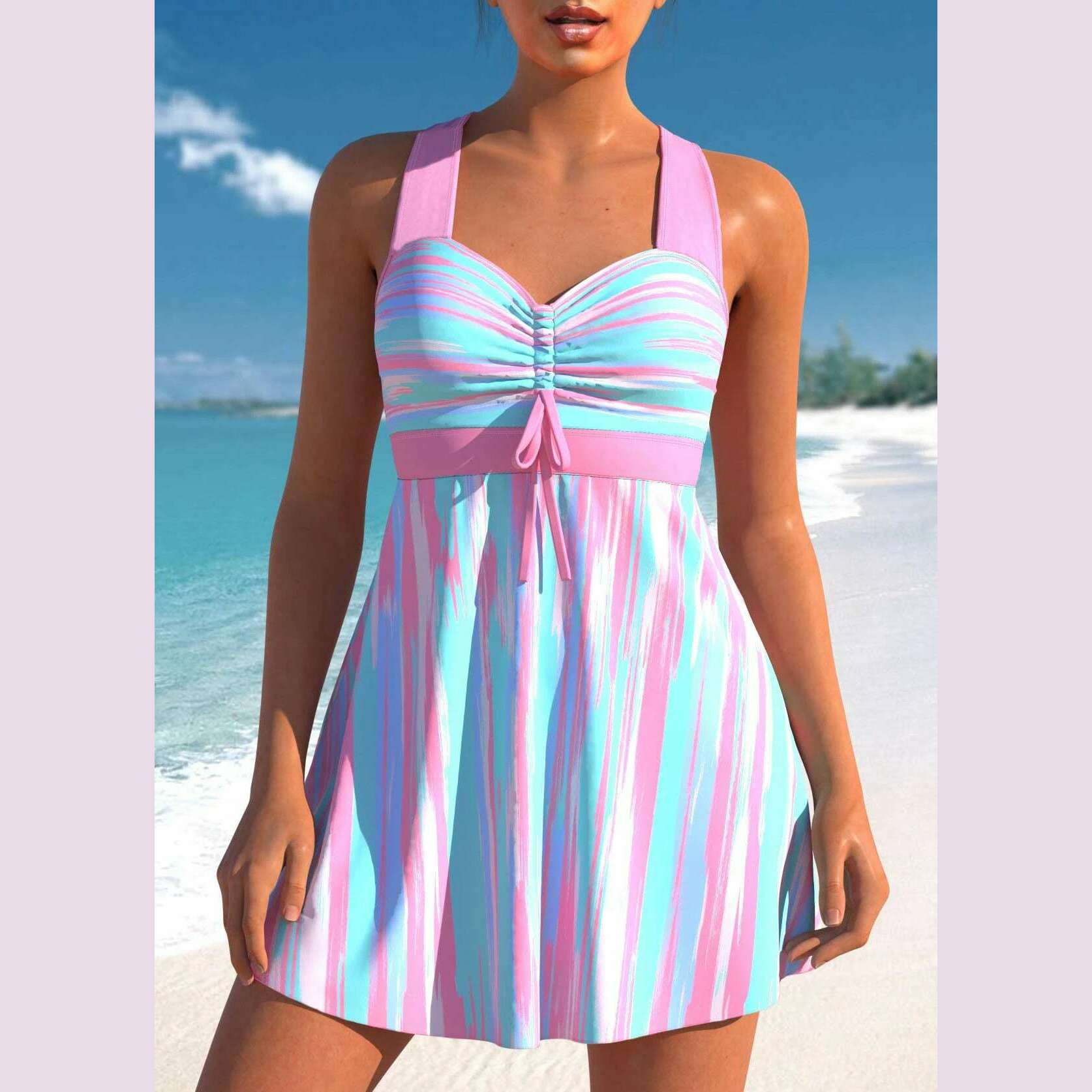 KIMLUD, 2023 New Beach Swimwear Summer Women's Fashion Tankini Swimwear Fashion Design Printed Swimwear Women's Two Piece Set Monokini, Pink / 6XL, KIMLUD APPAREL - Womens Clothes