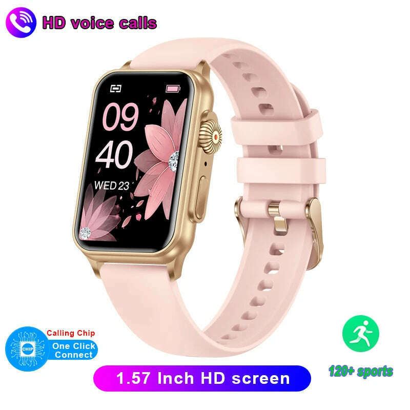 KIMLUD, 2023 New Bluetooth Call Smart Watch AI Voice Assistant Fitness Tracker 1.57 Inch HD Screen Smartwatch Men Women For Android IOS, Pink 1, KIMLUD Womens Clothes