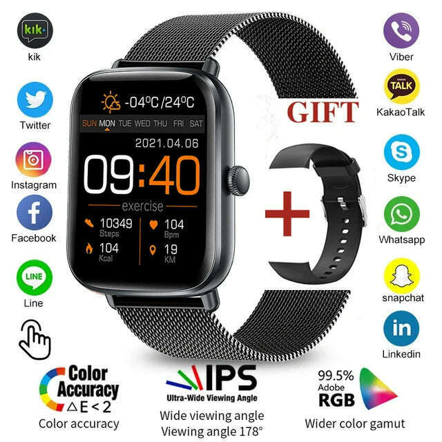 2023 New Bluetooth Heart Rate Monitor Smart Watch Men Full Touch Dial Call Fitness Tracker IP67 Waterproof Smartwatch Men women - KIMLUD