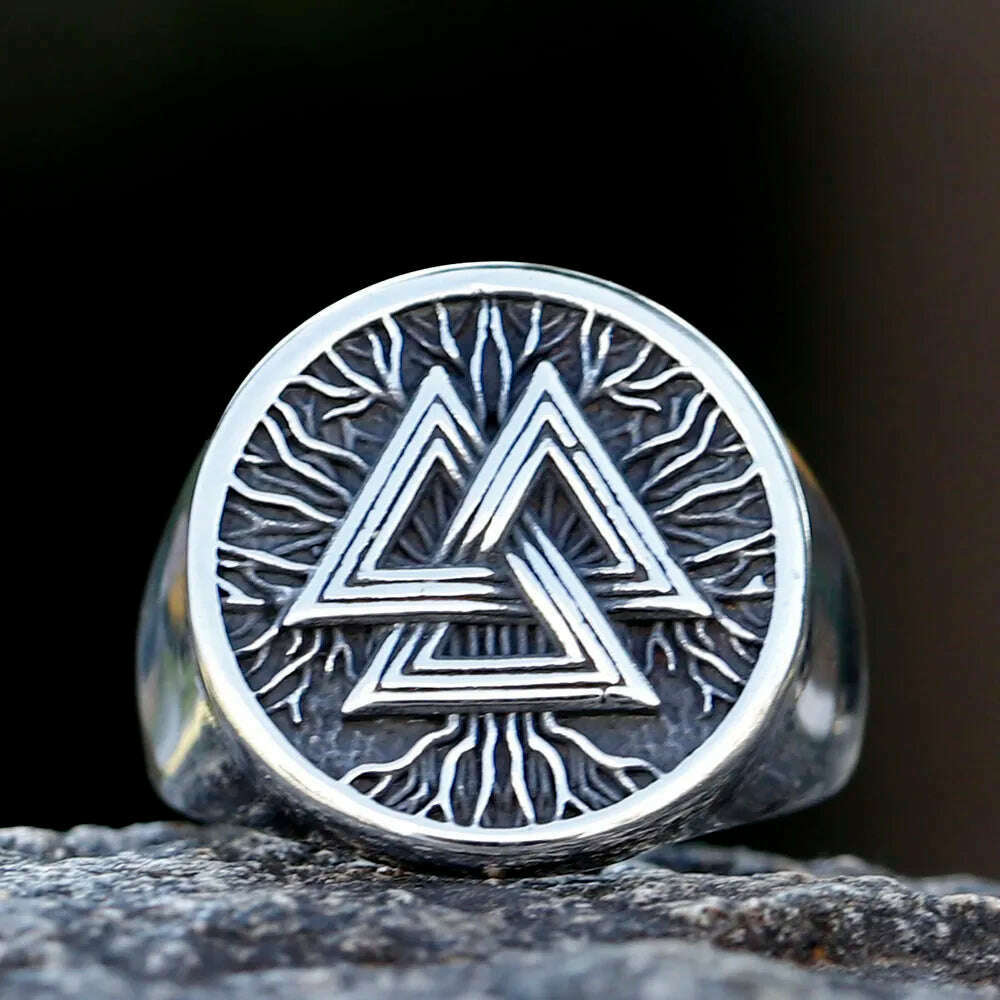 KIMLUD, 2023 New fashion 316L Stainless Steel Viking Valknut Ring Amulet  For Man Dropshipping free shipping, KIMLUD Womens Clothes
