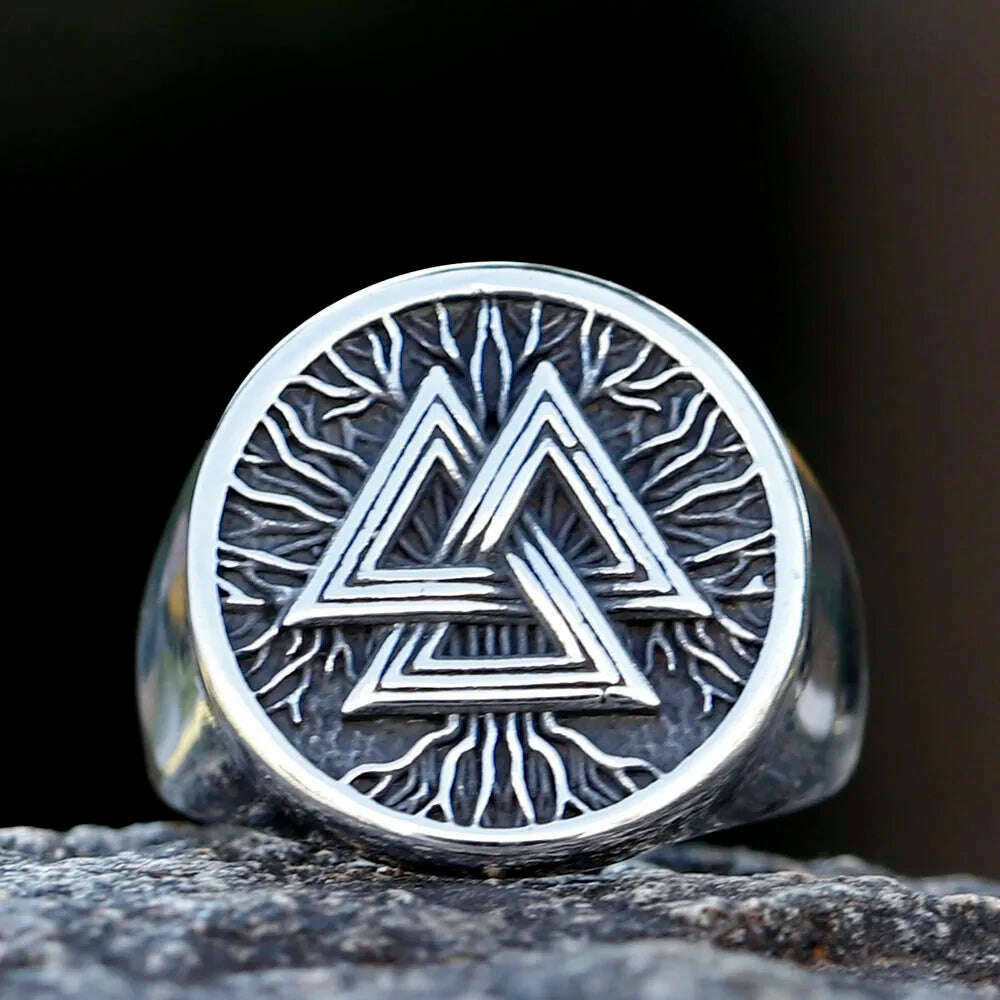 2023 New fashion 316L Stainless Steel Viking Valknut Ring Amulet For Man Dropshipping free shipping - KIMLUD