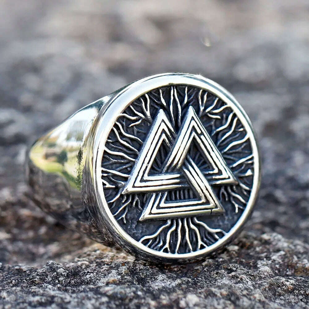 KIMLUD, 2023 New fashion 316L Stainless Steel Viking Valknut Ring Amulet  For Man Dropshipping free shipping, KIMLUD Womens Clothes