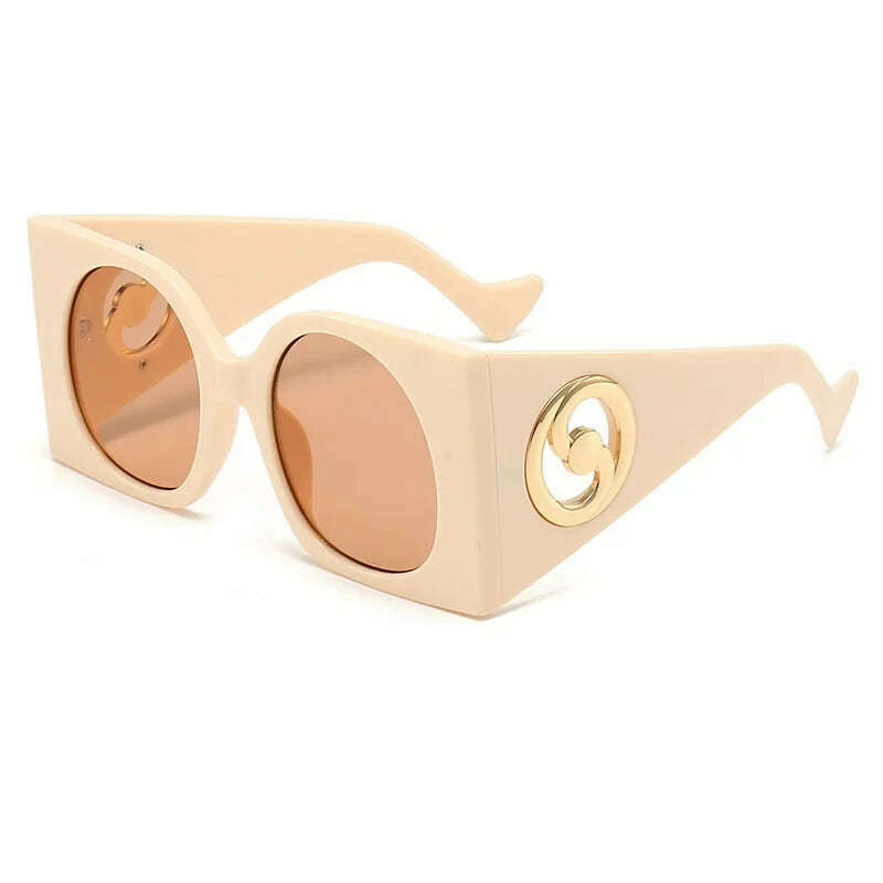 KIMLUD, 2023 New Fashion Oversized Square Outdoor Sunglasses For Women Vintage Candy Color Sun Glasses Men Shades Oculos Gafas De Sol, Beige3247 / as picture, KIMLUD APPAREL - Womens Clothes