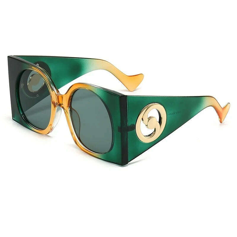 KIMLUD, 2023 New Fashion Oversized Square Outdoor Sunglasses For Women Vintage Candy Color Sun Glasses Men Shades Oculos Gafas De Sol, Green3247 / as picture, KIMLUD APPAREL - Womens Clothes