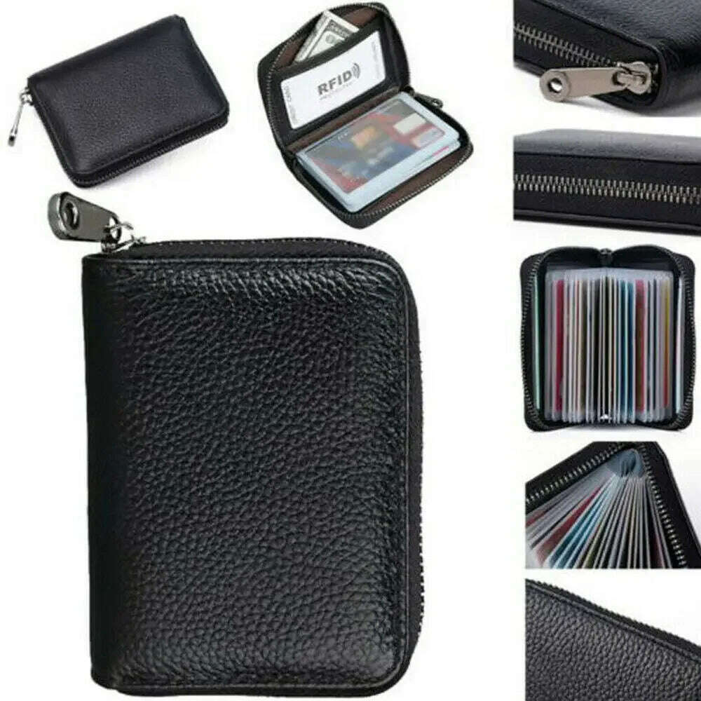 2023 New Mini Leather 20 Card Wallet Mini Leather Wallet Business Case Purse Holder RFID Blocking Carteira Masculina Porte Carte - KIMLUD