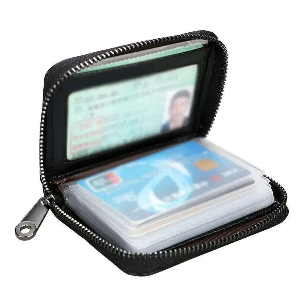 2023 New Mini Leather 20 Card Wallet Mini Leather Wallet Business Case Purse Holder RFID Blocking Carteira Masculina Porte Carte - KIMLUD