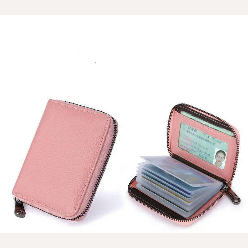 2023 New Mini Leather 20 Card Wallet Mini Leather Wallet Business Case Purse Holder RFID Blocking Carteira Masculina Porte Carte - KIMLUD