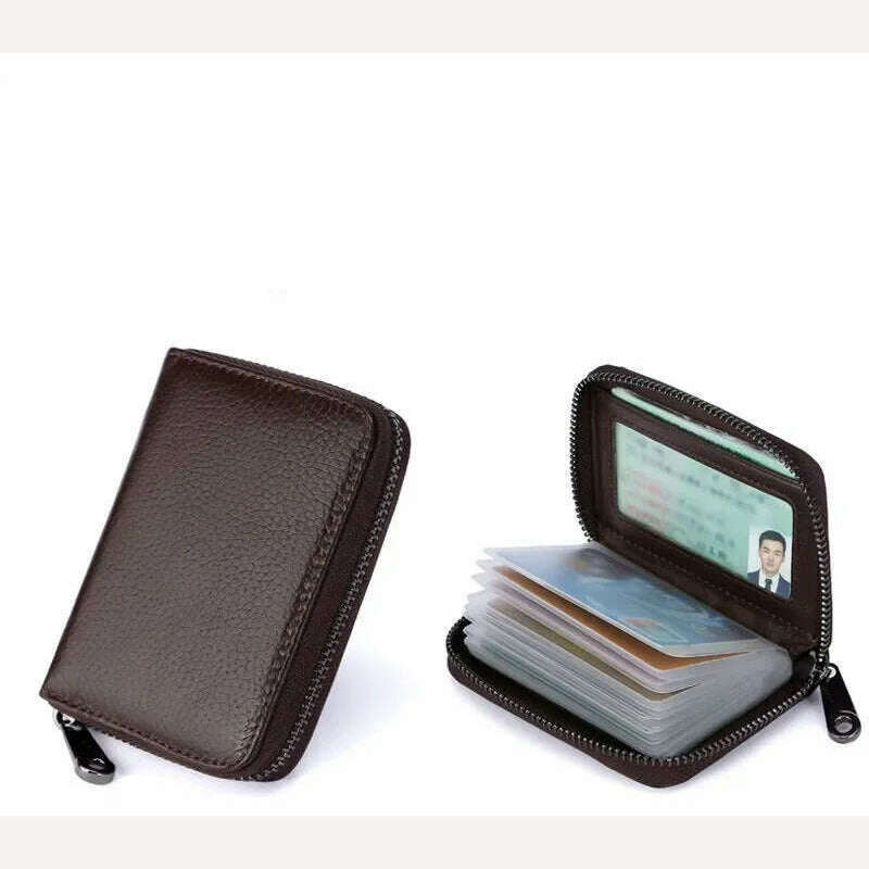 2023 New Mini Leather 20 Card Wallet Mini Leather Wallet Business Case Purse Holder RFID Blocking Carteira Masculina Porte Carte - KIMLUD