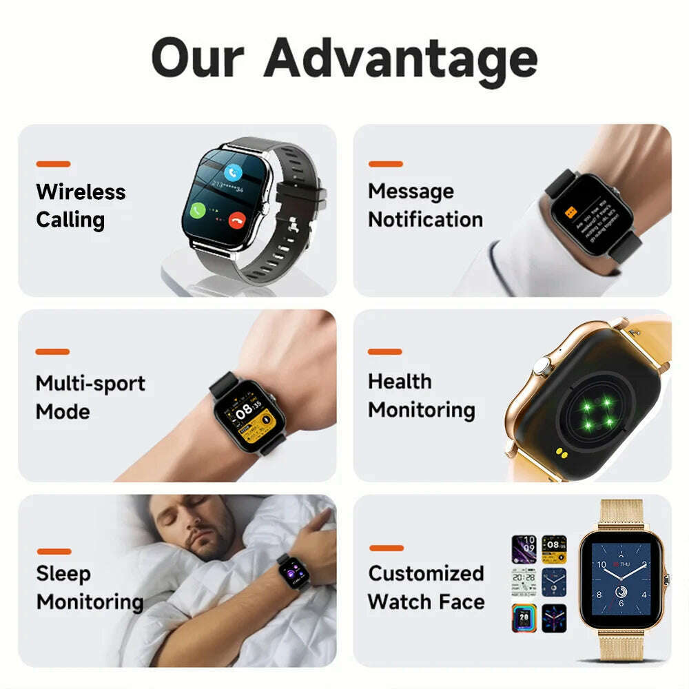 KIMLUD, 2023 NEW SmartWatch Android Phone 1.44" Color Screen Full Touch Custom Dial Smart Watch Women Bluetooth Call Smart Watch Men, KIMLUD Womens Clothes