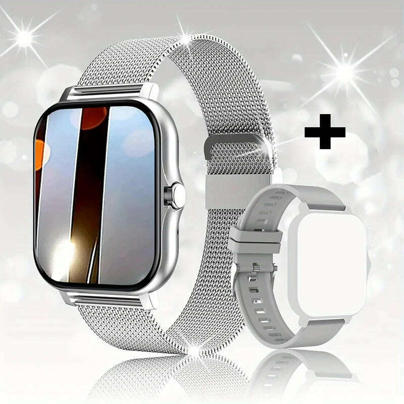 KIMLUD, 2023 NEW SmartWatch Android Phone 1.44" Color Screen Full Touch Custom Dial Smart Watch Women Bluetooth Call Smart Watch Men, mesh steel silver, KIMLUD APPAREL - Womens Clothes