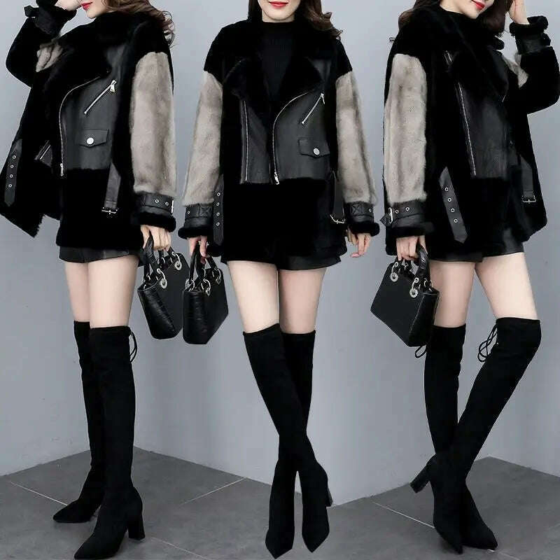 2023 New Turn-down Collar Winter Jacket Women Faux Fur Coat Elegant Thick Warm Outerwear Street Wear Fake Fur Fashion T76 - KIMLUD