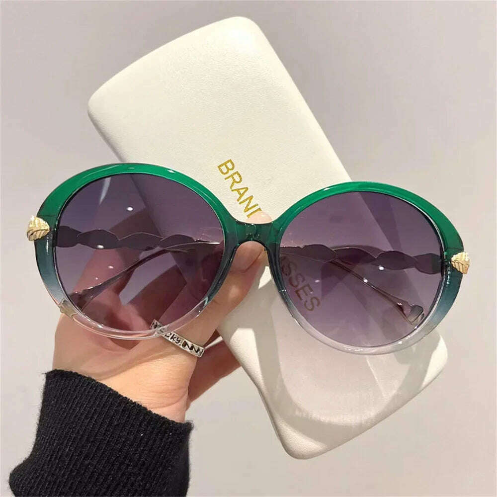 KIMLUD, 2023 Plastic Classic Vintage Sunglasses Woman Oversized Round Frame Luxury Brand Designer Female Glasses Big Shades Oculos New, KIMLUD Womens Clothes