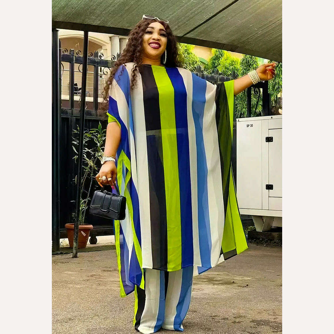 2023 Plus Size Spring 2 Piece African Chiffon Clothes for Women Summer Party Dress Dashiki Top Pants Suit Street Casual Outfits - KIMLUD