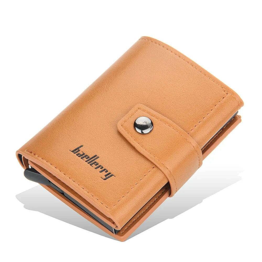 KIMLUD, 2023 Rfid Men Card Wallets Hasp Small Card Wallets PU Leather Slim Mini Men's Wallet High Qaulity Short Male Purses, Brown, KIMLUD Womens Clothes