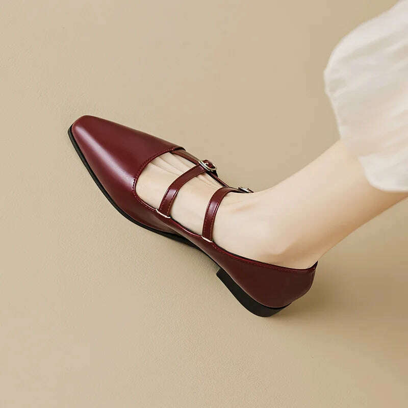 2023 spring new women's low-heeled loafers british style black career and party wear ladies casual Mary Jane Pointe Shoes - KIMLUD