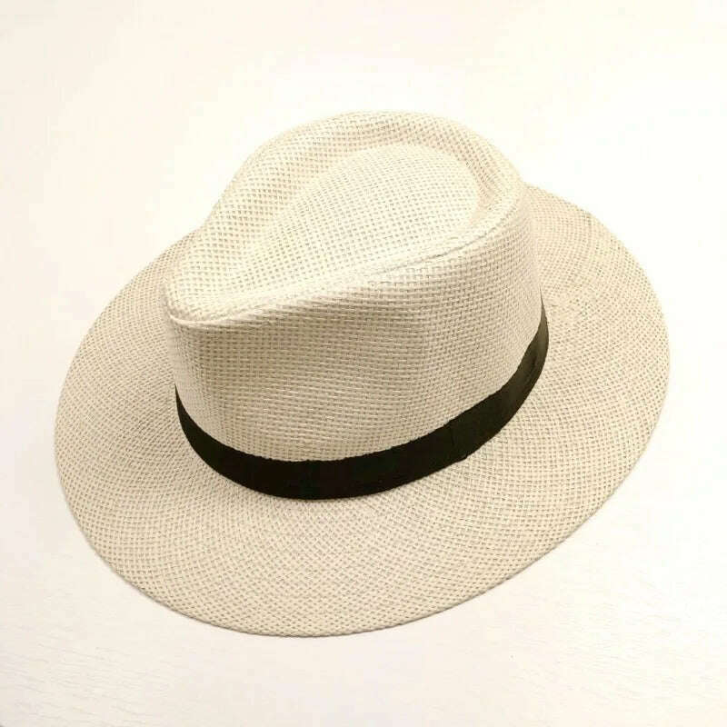 2023 Summer Sunscreen Straw Sun Hat Beach Vacation Panama Handwoven Straw Caps Men Women Casual Sunshade Gangster Cap Bucket Hat - KIMLUD