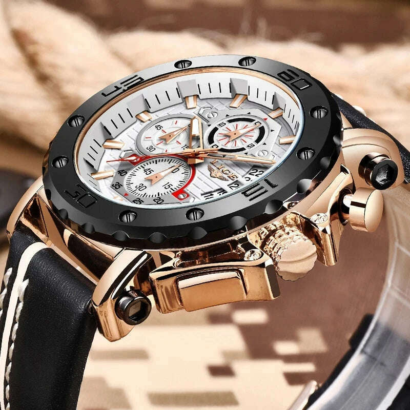 2023 Top Brand LIGE Men Watches Fashion Sport Leather Watch Mens Luxury Date Waterproof Quartz Chronograph Relogio Masculino+Box - KIMLUD