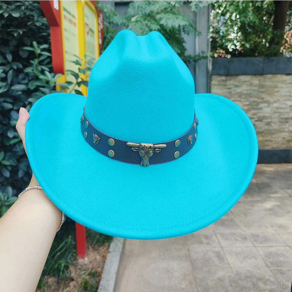 2023 Western Cowboy Hats for Men and Women Retro Cowboy Belt Accessories Gentlemen Women’s Cowboy Jazz Hats - KIMLUD