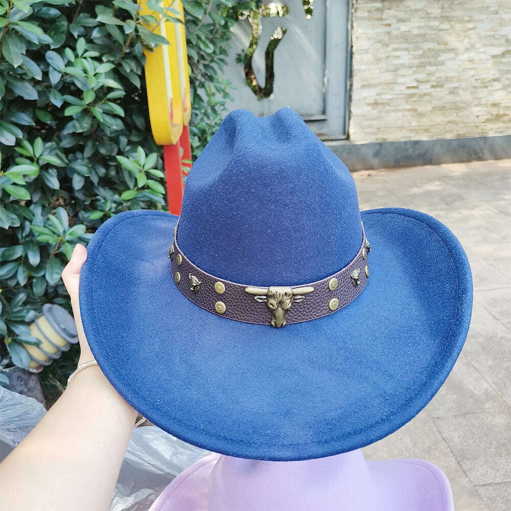 2023 Western Cowboy Hats for Men and Women Retro Cowboy Belt Accessories Gentlemen Women’s Cowboy Jazz Hats - KIMLUD