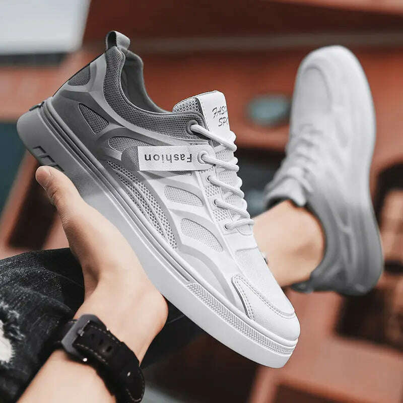 KIMLUD, 2024 Fashion Men Sneakers Spring Men Sneakers Men Vulcanize Shoes White All-match Shoes Male Flats Lace-up Platform Tennis Shoes, KIMLUD Womens Clothes