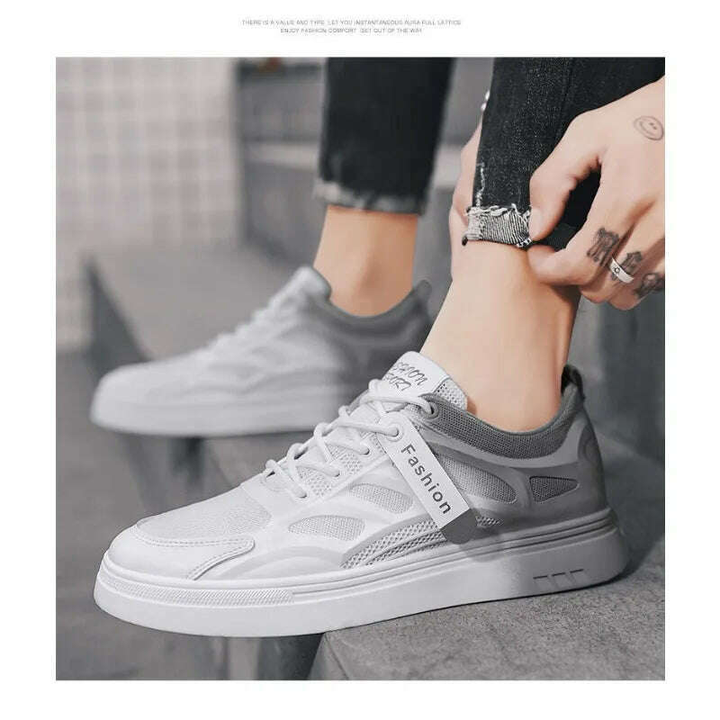 KIMLUD, 2024 Fashion Men Sneakers Spring Men Sneakers Men Vulcanize Shoes White All-match Shoes Male Flats Lace-up Platform Tennis Shoes, KIMLUD Womens Clothes