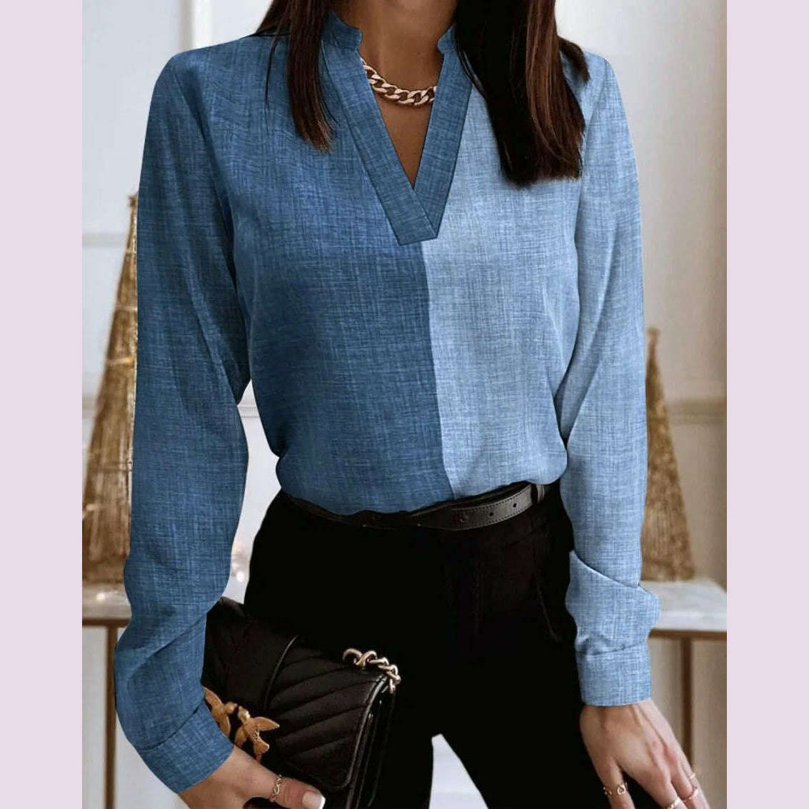 KIMLUD, 2024 Fashion V-neck Long Sleeve Lace Women Blouse Autumn Hollow Out Elegant Tops Office Lady Vintage Shirt Blouses Women Blouse, 14 / M, KIMLUD APPAREL - Womens Clothes