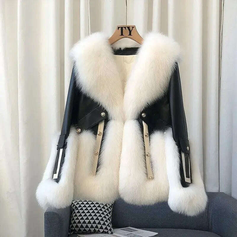 KIMLUD, 2024 High-End Womens Whole Hide Imitation Fox Fur Fur Coat Winter Short Fur One Warm Jacket Fashion Female Cold Parka Fur Coats, KIMLUD Womens Clothes