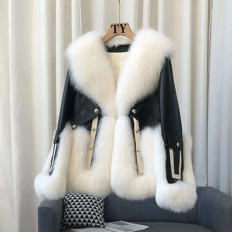 KIMLUD, 2024 High-End Womens Whole Hide Imitation Fox Fur Fur Coat Winter Short Fur One Warm Jacket Fashion Female Cold Parka Fur Coats, KIMLUD Womens Clothes