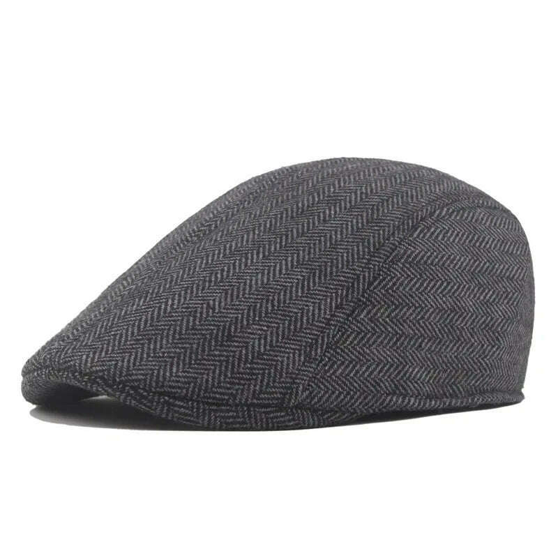 KIMLUD, 2024 Men's Cotton Plaid Berets Caps for Men Women Middle-Aged Autumn Winter Hats Boina Herringbone Newsboy Baker Tweed Boy Hat, 01, KIMLUD APPAREL - Womens Clothes