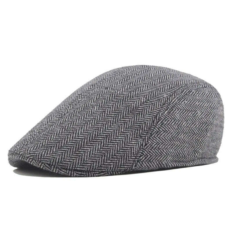 KIMLUD, 2024 Men's Cotton Plaid Berets Caps for Men Women Middle-Aged Autumn Winter Hats Boina Herringbone Newsboy Baker Tweed Boy Hat, 02, KIMLUD APPAREL - Womens Clothes