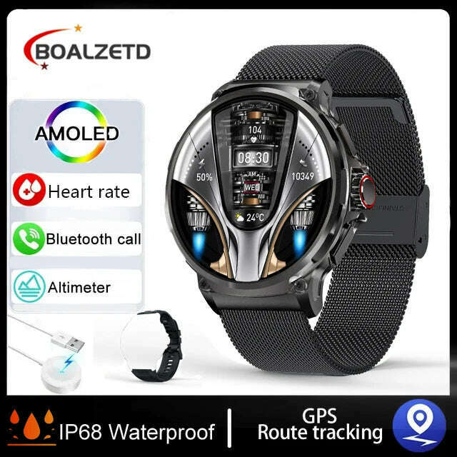 KIMLUD, 2024 New 1.85 Inch HD Bluetooth Call Smart Watch Men Sports Fitness Tracker Heart Monitor 710mAh Smartwatch For XIAOMI Android, black mesh / 710mAh GPS, KIMLUD Womens Clothes