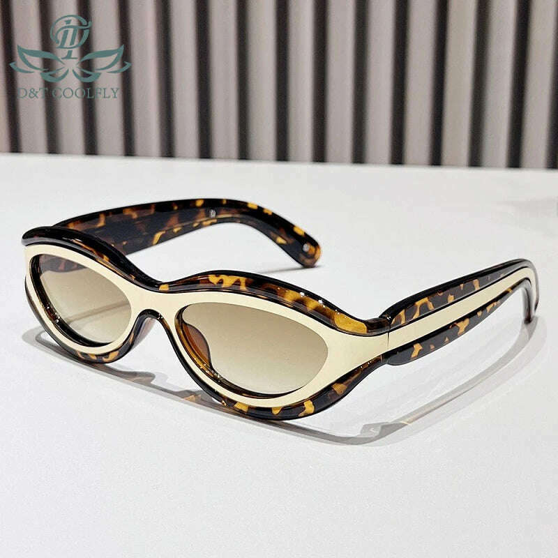 KIMLUD, 2024 New Fashion Oval Cat Eye Sunglasses Women Men Leopard Black Frame PC Lens Vintage Brand Designer Casual Sun Protect UV400, KIMLUD Womens Clothes